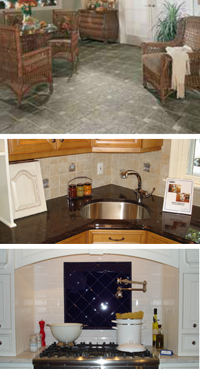 Tile flooring in living room